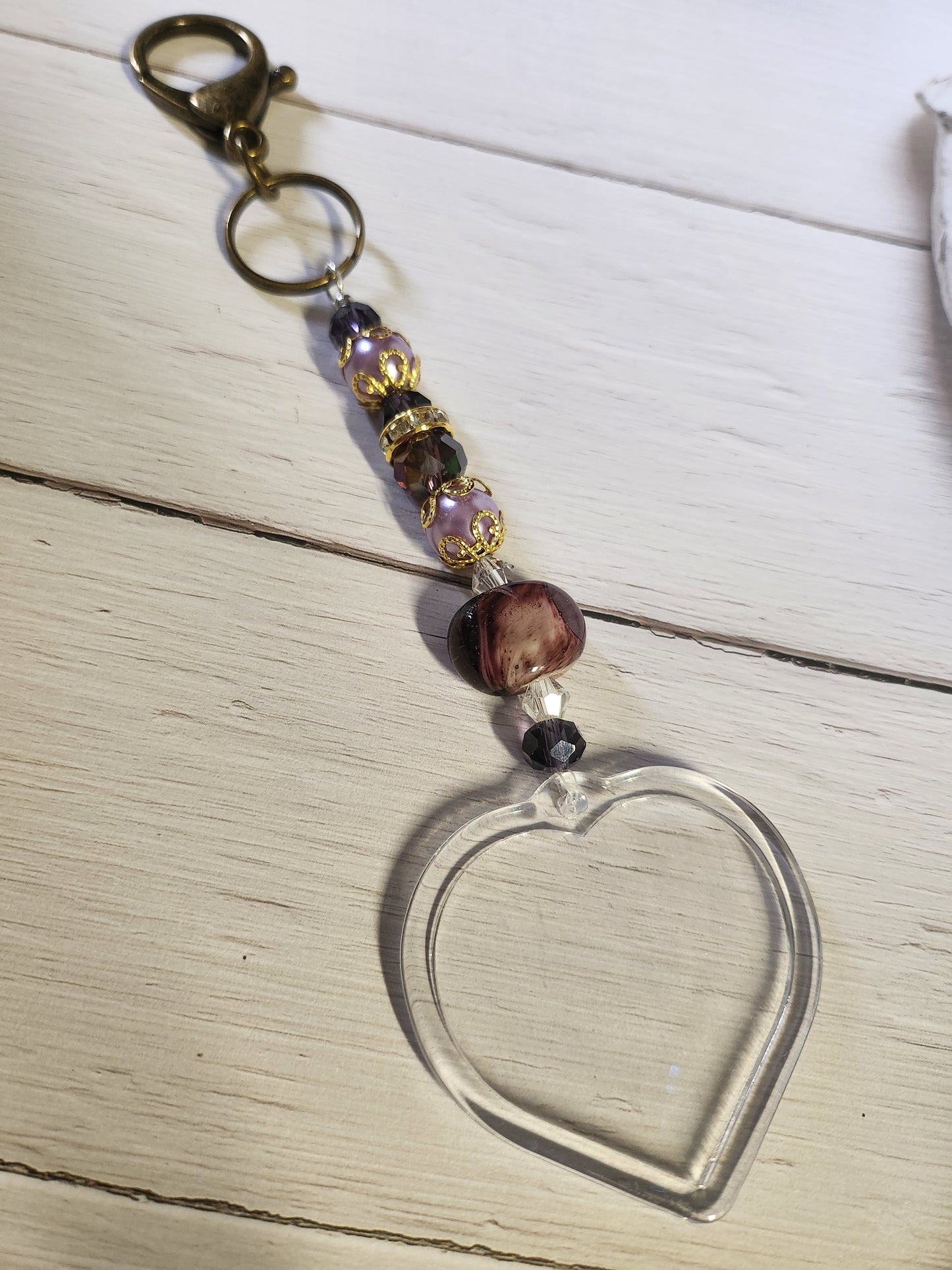 Purse/Bag Keychains Dangles With Heart Photo Frame Insert