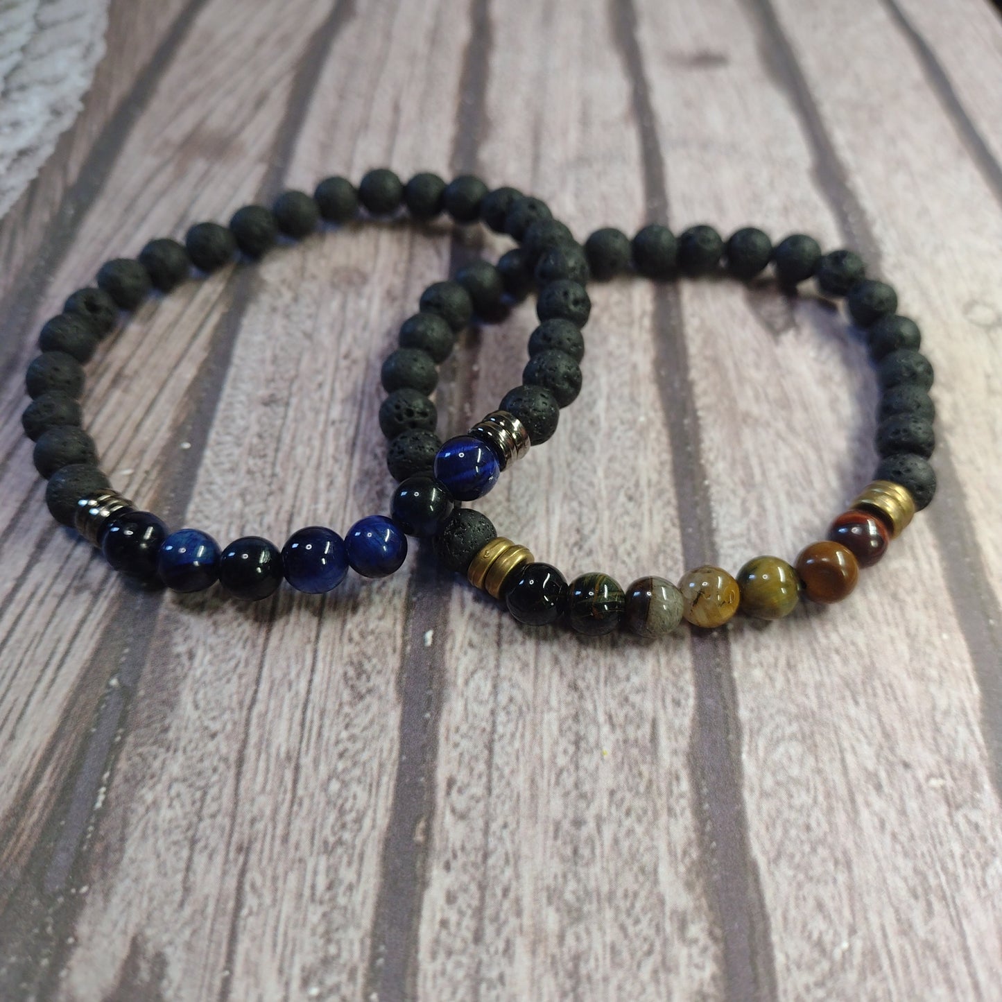 Natural Cats Eye and Lava Stone Bracelet