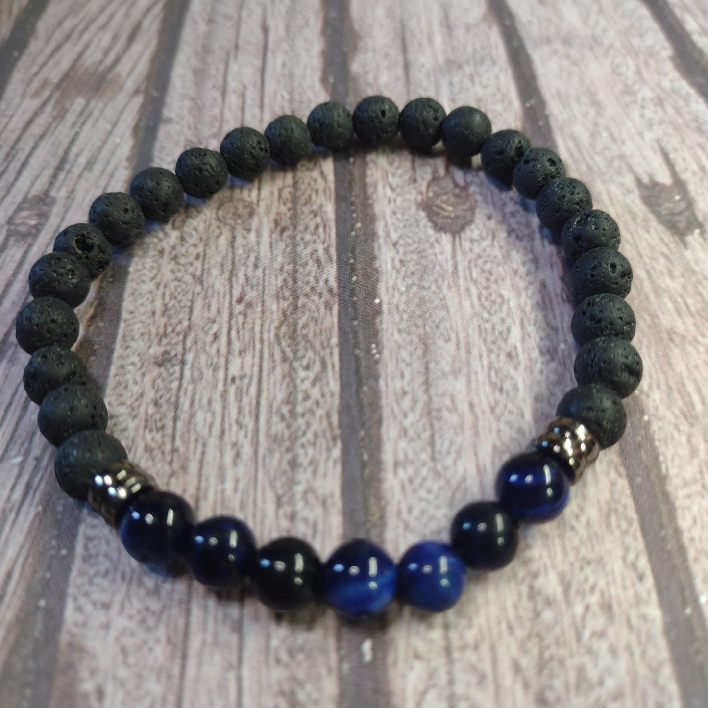 Natural Cats Eye and Lava Stone Bracelet