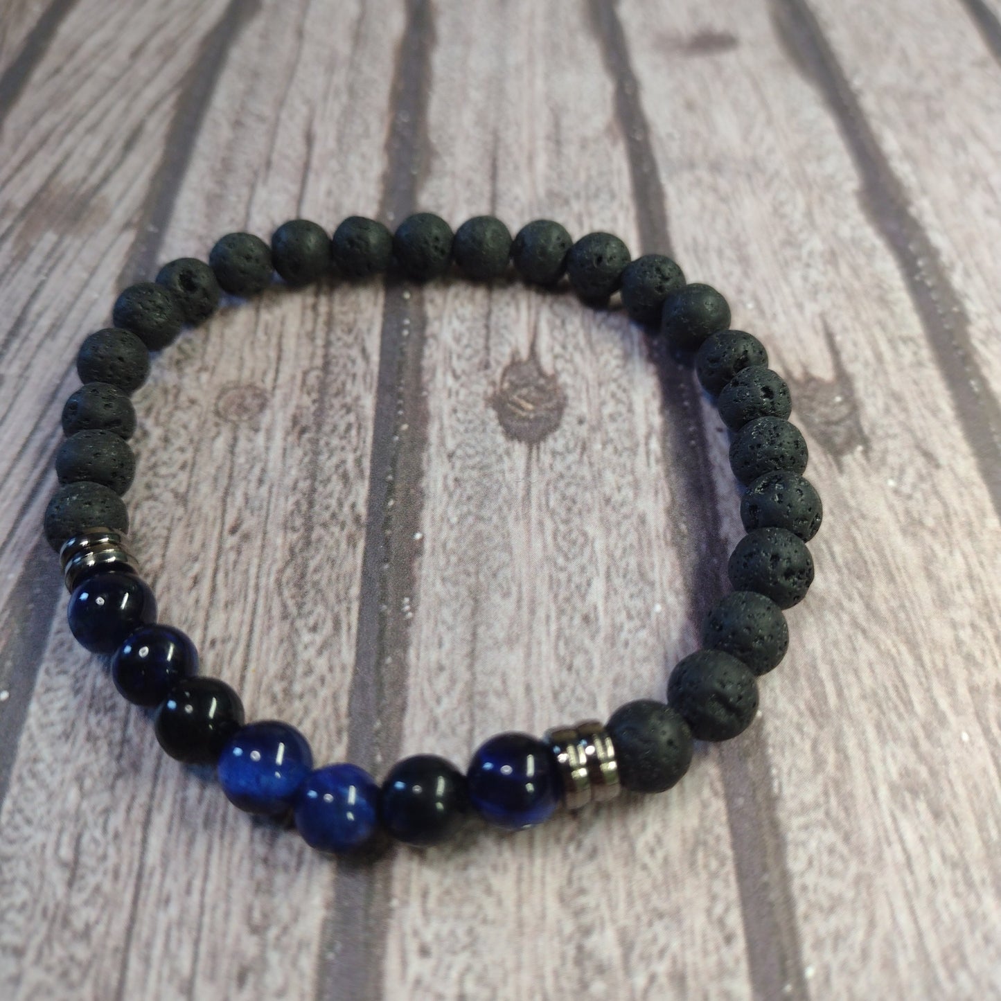 Natural Cats Eye and Lava Stone Bracelet