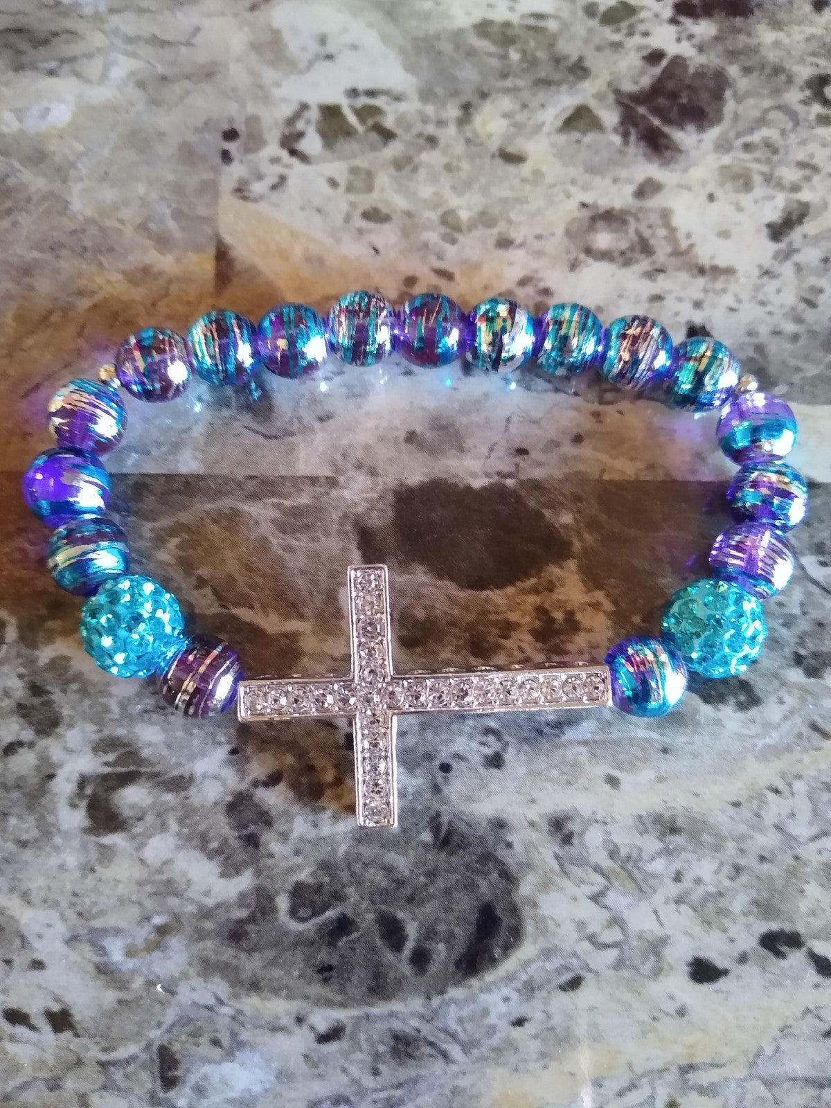 Faith Rhinestone Cross Stretch Bracelet, Religious Bracelets, Faith Based Jewelry