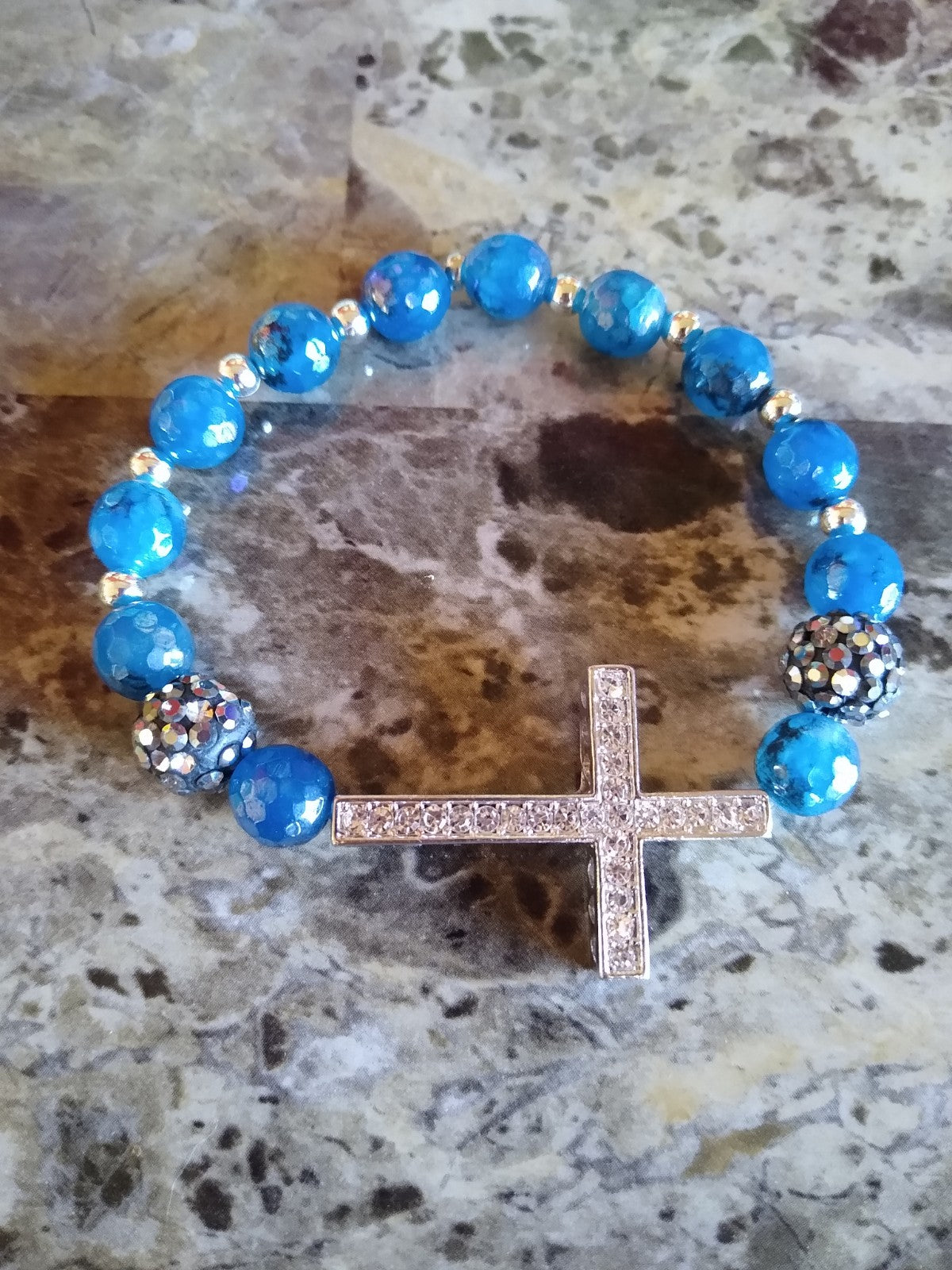 Faith Rhinestone Cross Stretch Bracelet, Religious Bracelets, Faith Based Jewelry