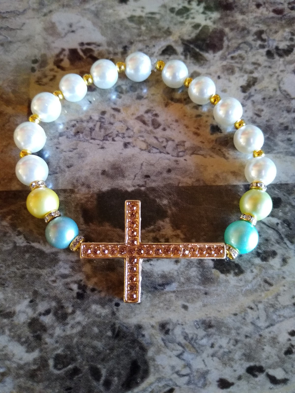 Faith Rhinestone Cross Stretch Bracelet, Religious Bracelets, Faith Based Jewelry