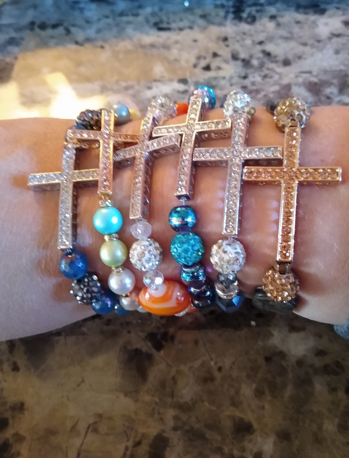 Faith Rhinestone Cross Stretch Bracelet, Religious Bracelets, Faith Based Jewelry