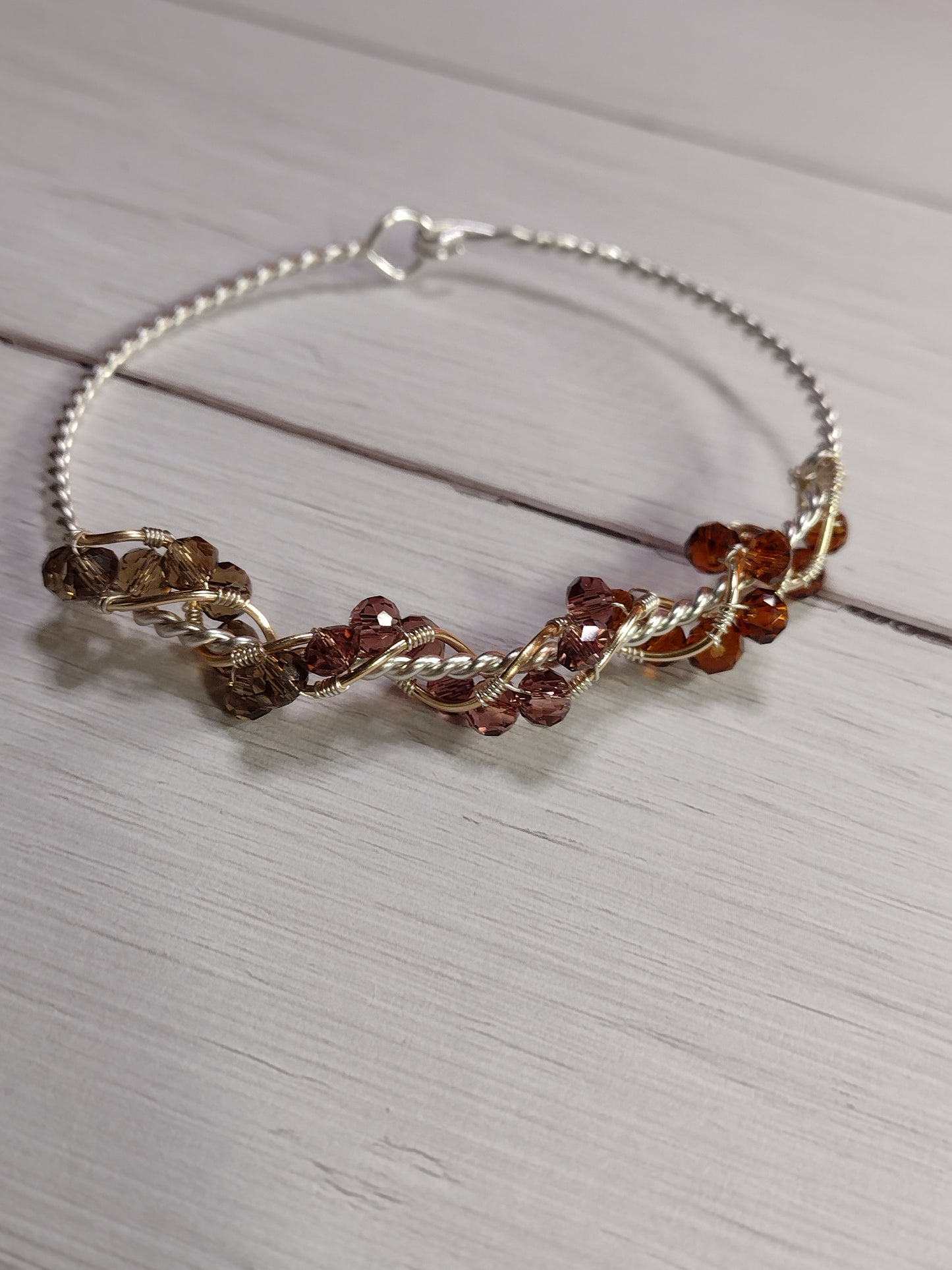 Ombre Crystal Twisted Wire Bangle Bracelet