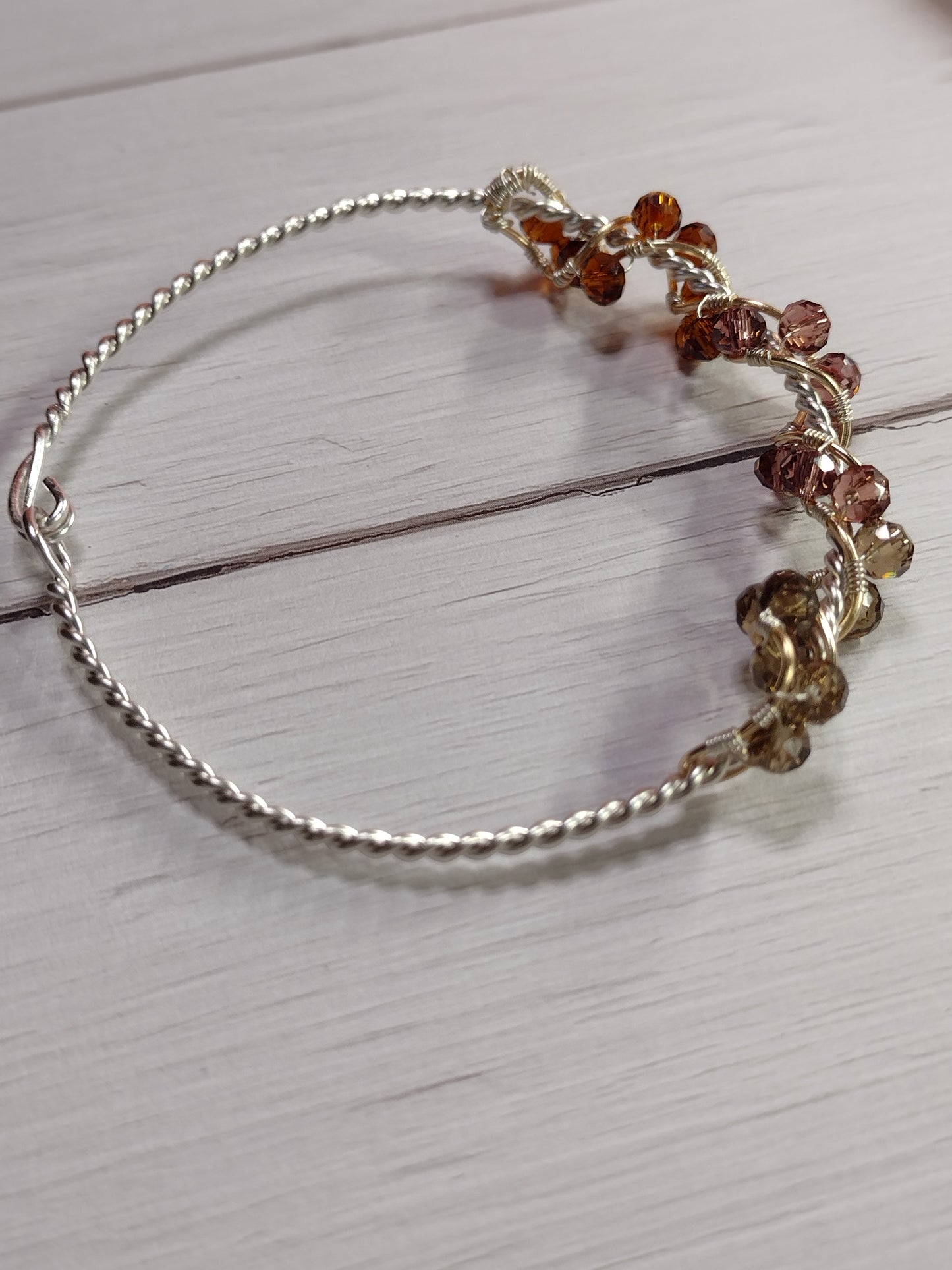 Ombre Crystal Twisted Wire Bangle Bracelet