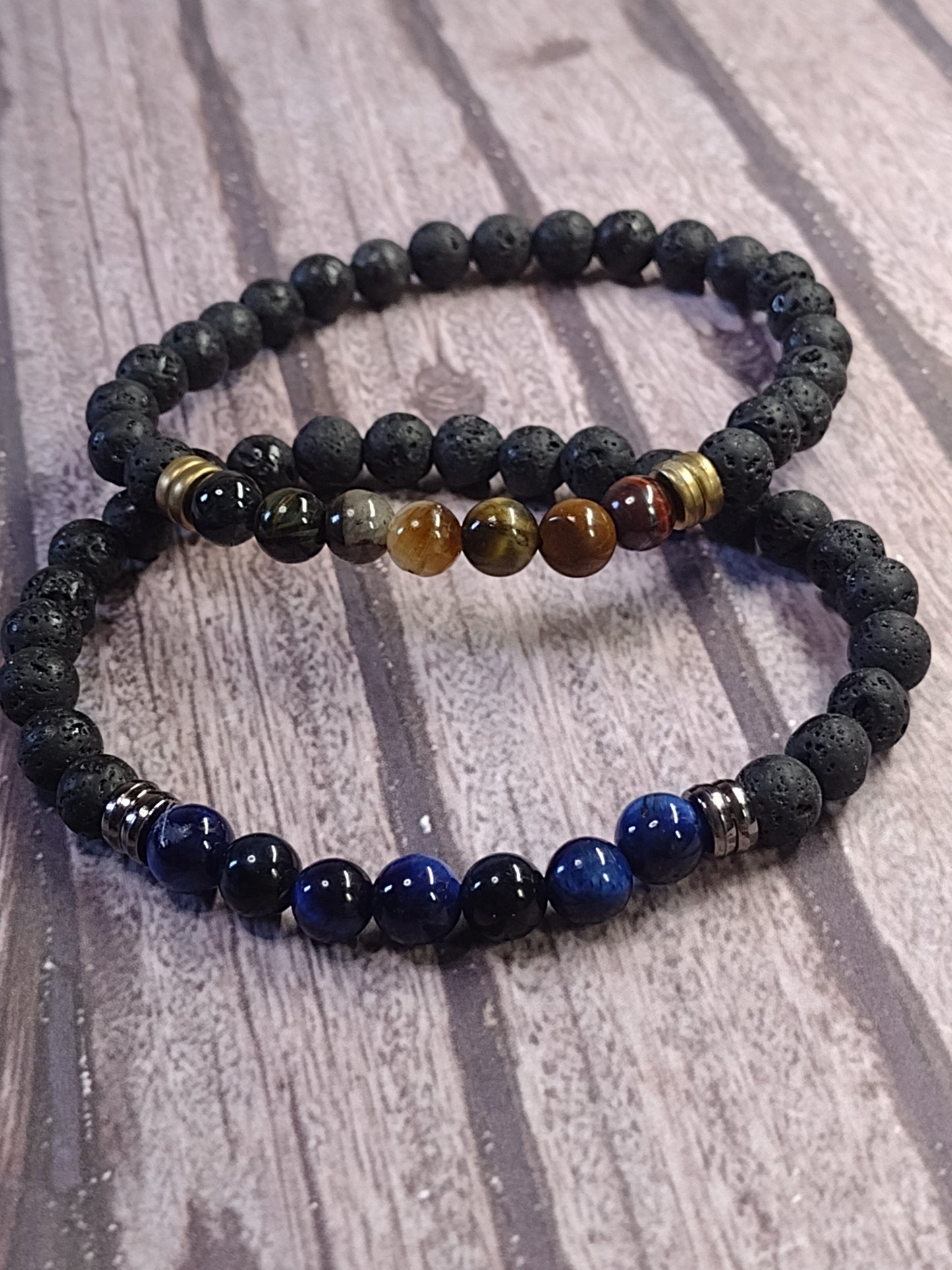 Natural Cats Eye and Lava Stone Bracelet