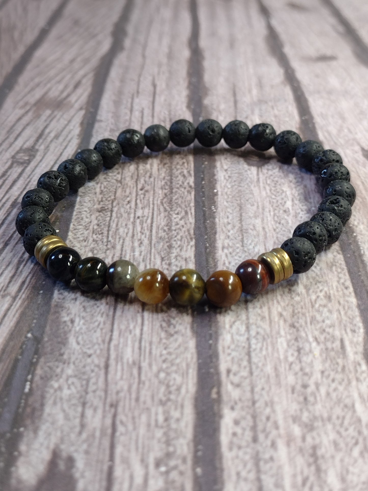 Natural Cats Eye and Lava Stone Bracelet