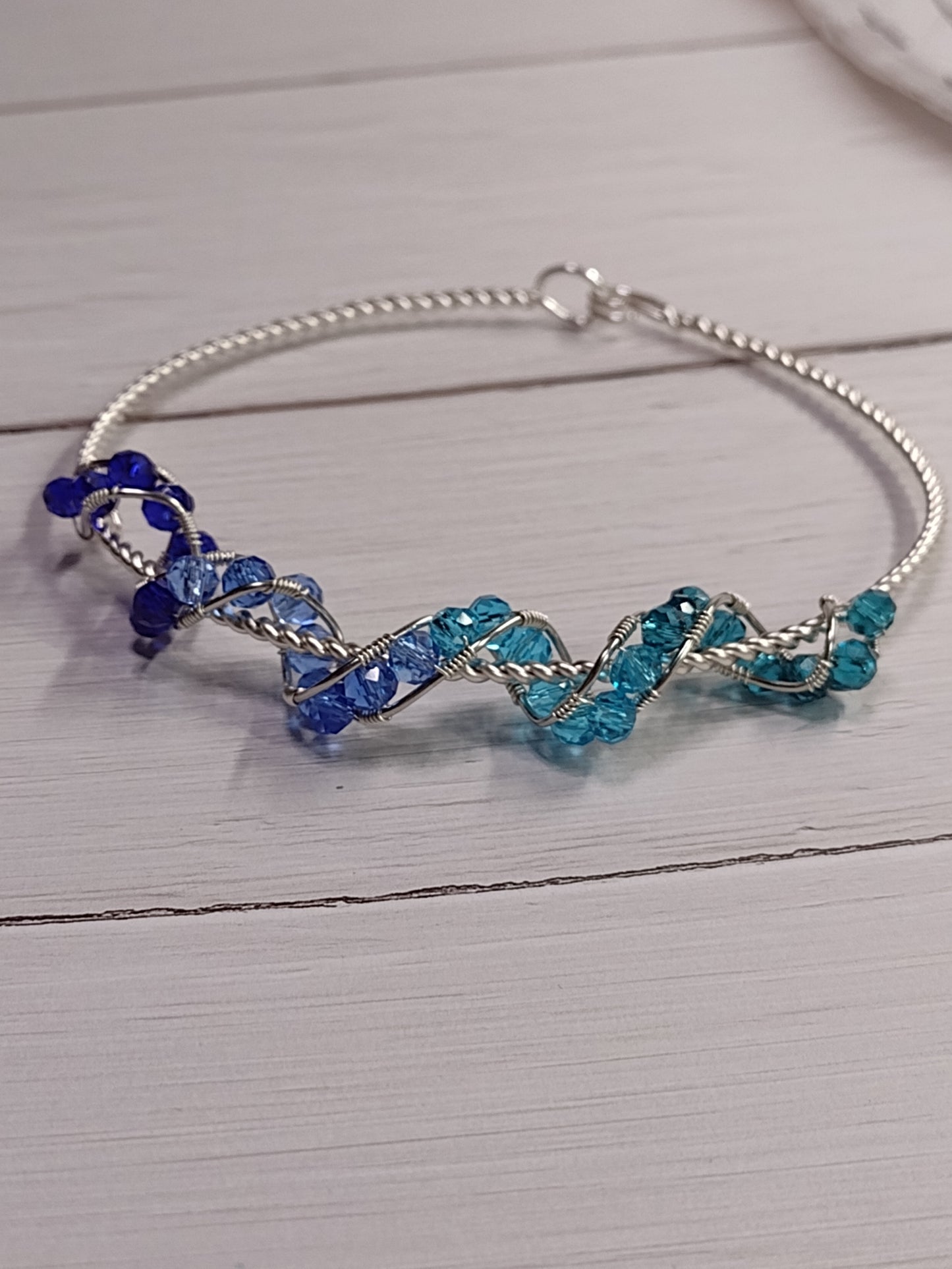 Ombre Crystal Twisted Wire Bangle Bracelet