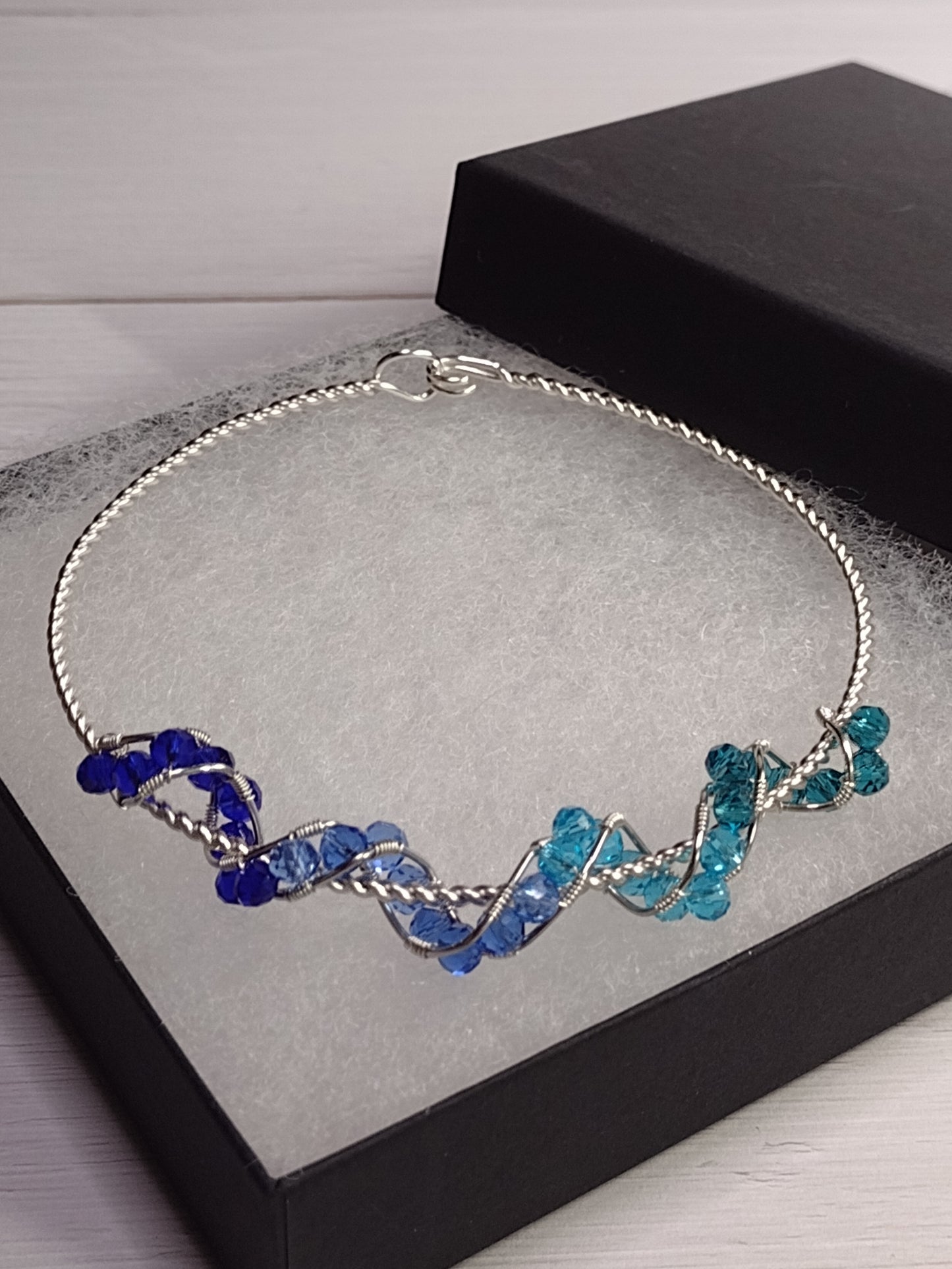 Ombre Crystal Twisted Wire Bangle Bracelet