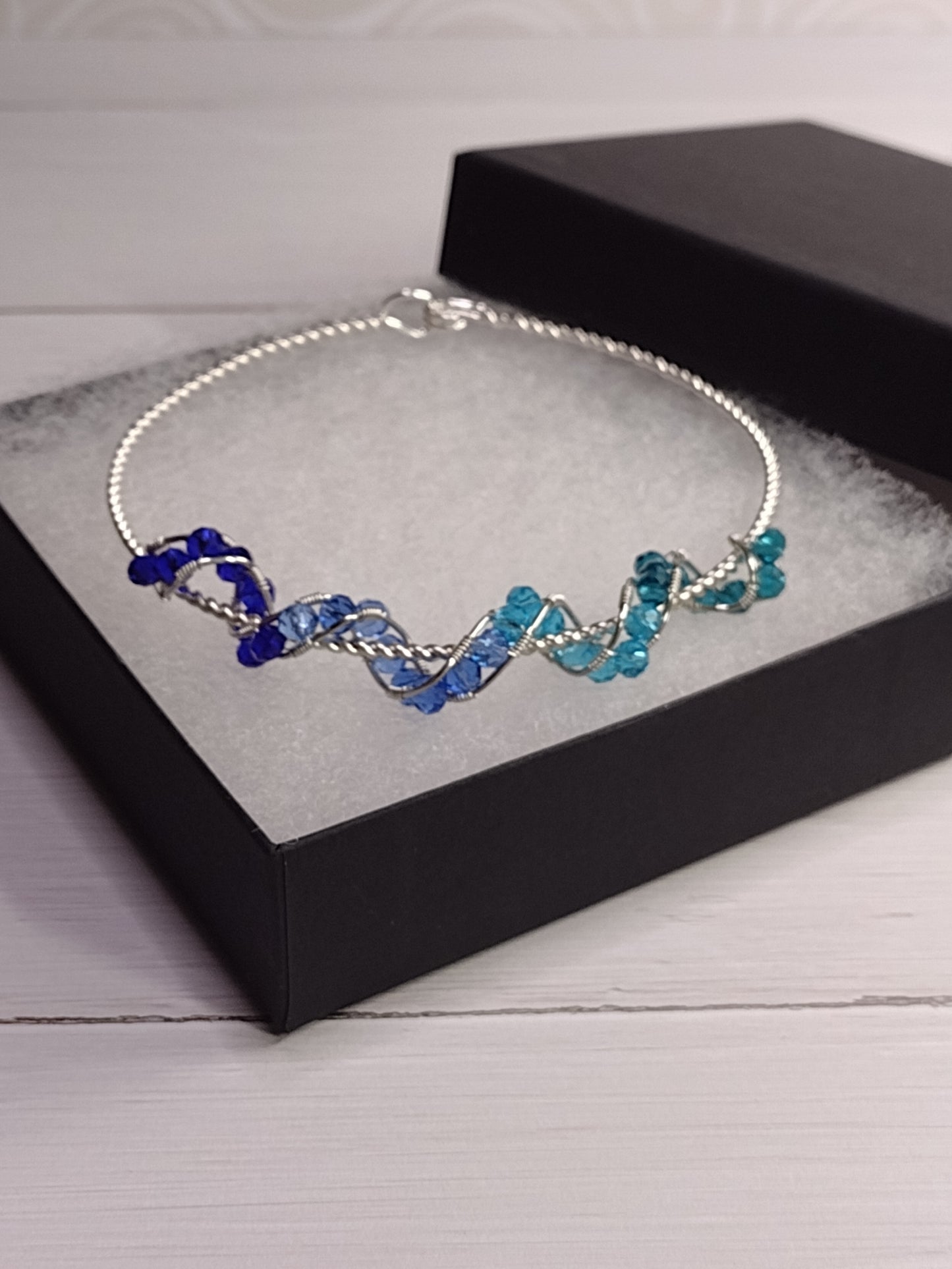 Ombre Crystal Twisted Wire Bangle Bracelet