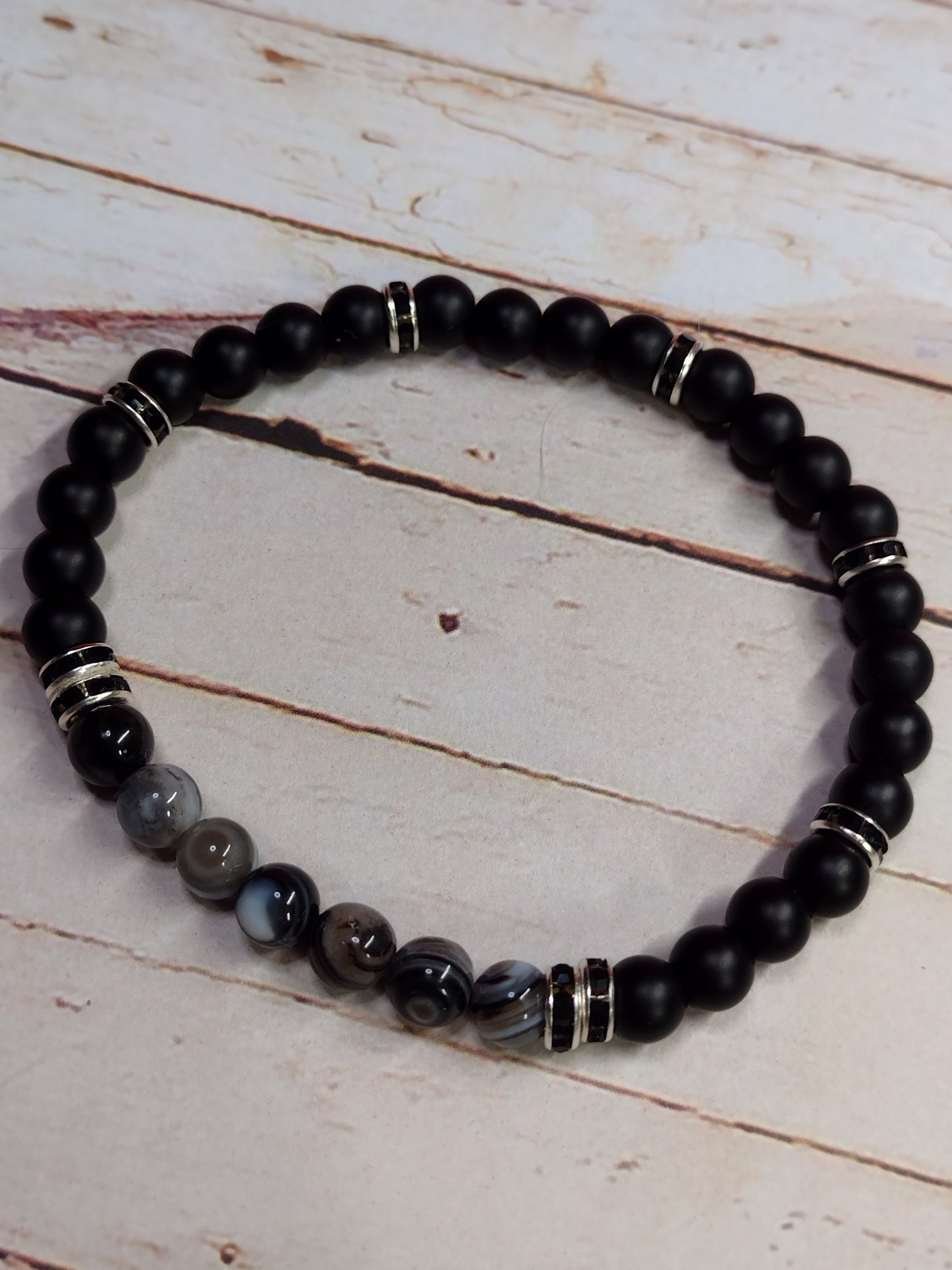 Natural Agate Beaded Stretch Bracelets