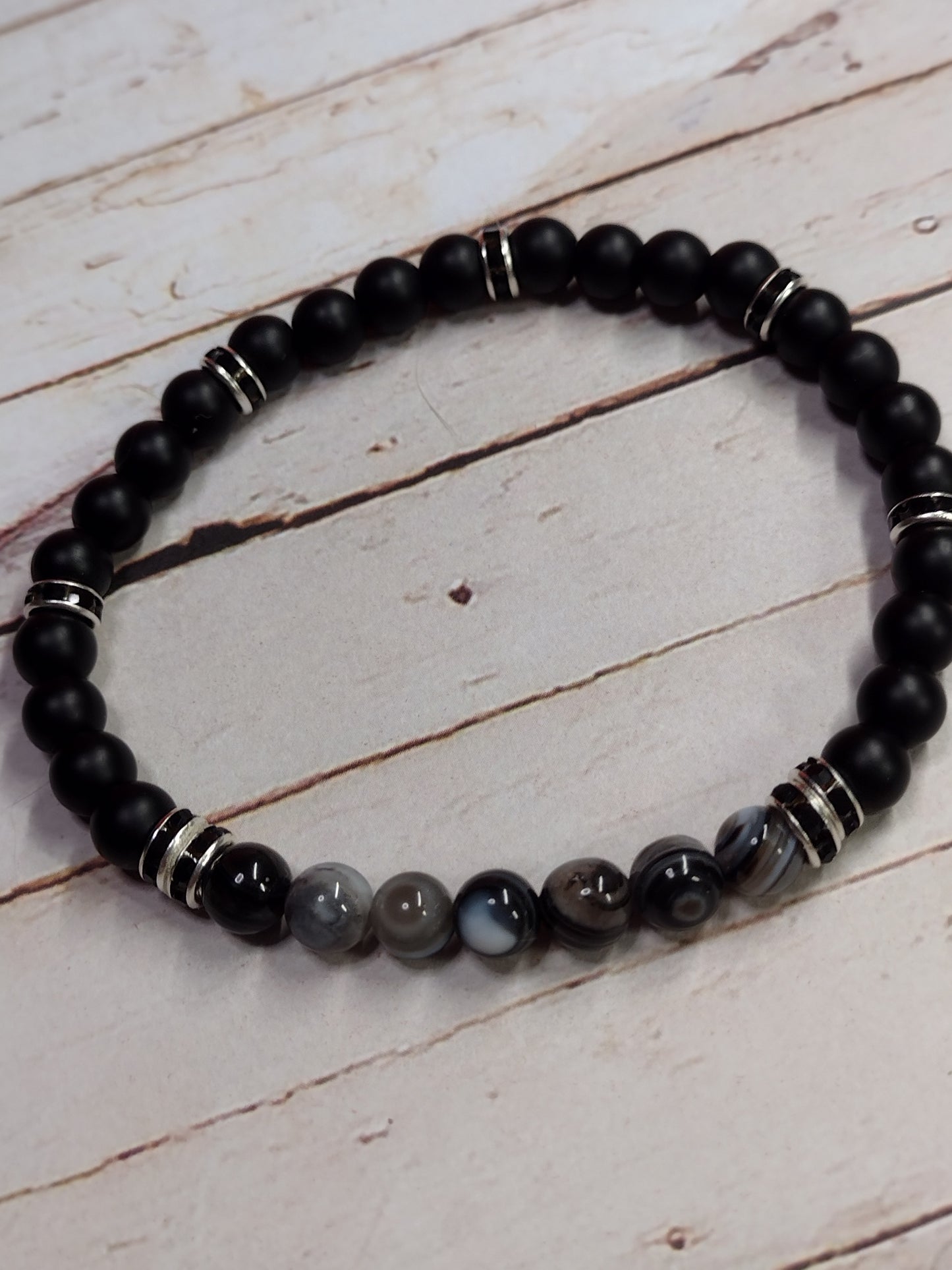 Natural Agate Beaded Stretch Bracelets