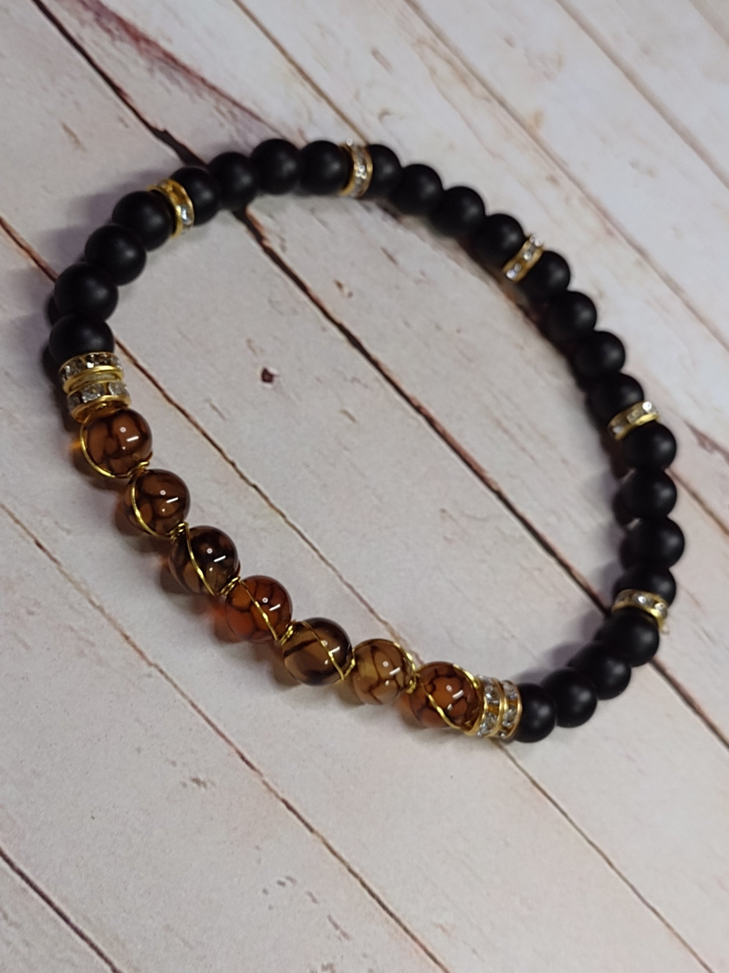 Natural Agate Beaded Stretch Bracelets