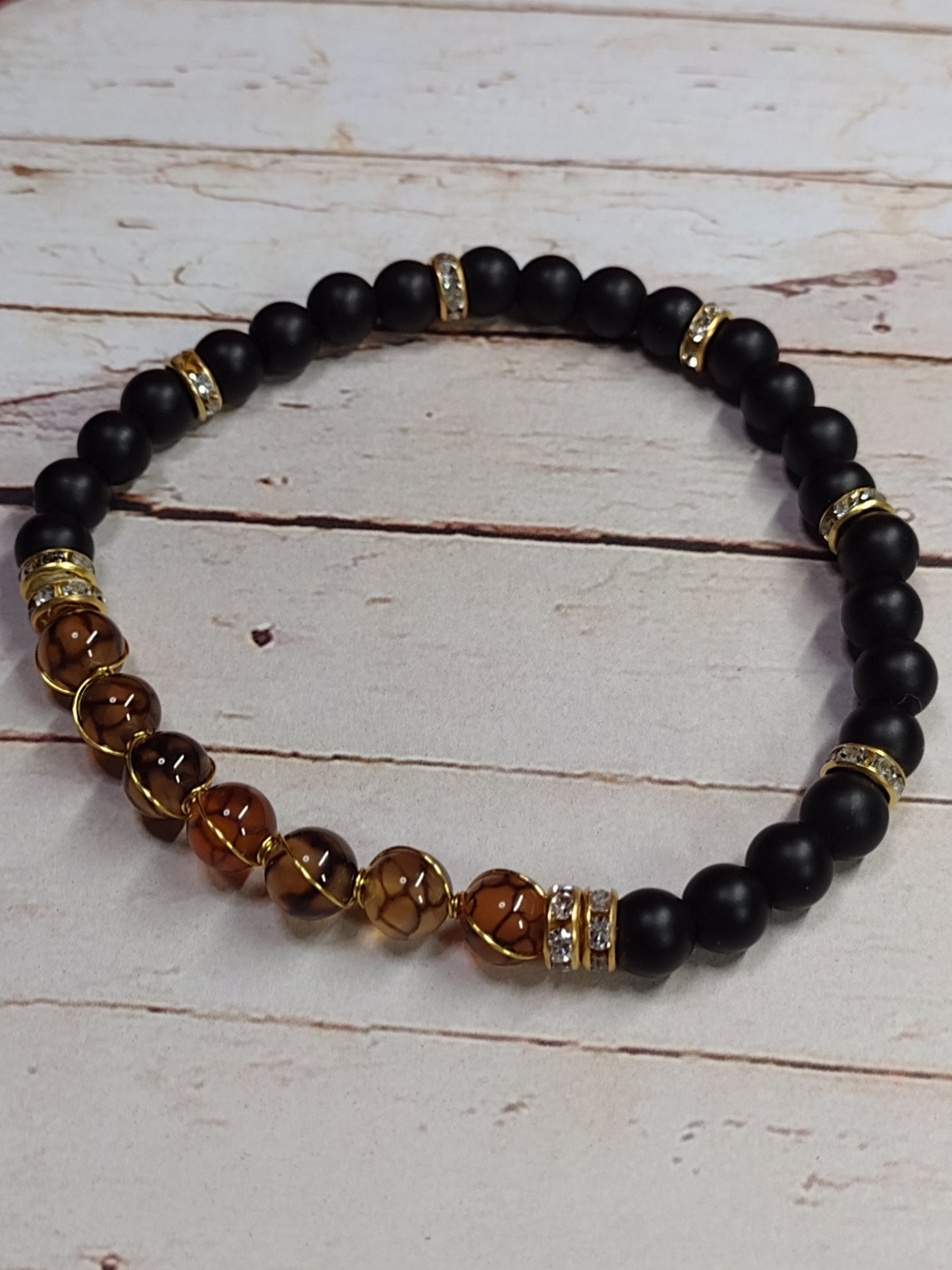 Natural Agate Beaded Stretch Bracelets