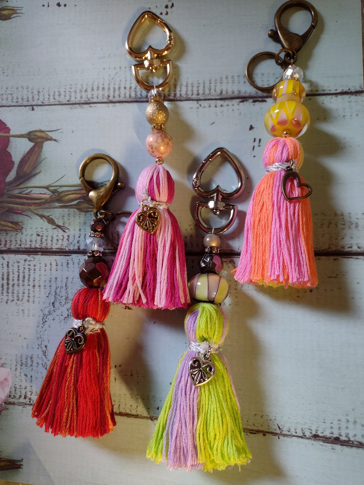 Glass Beaded Tassel Keychains/Clasps