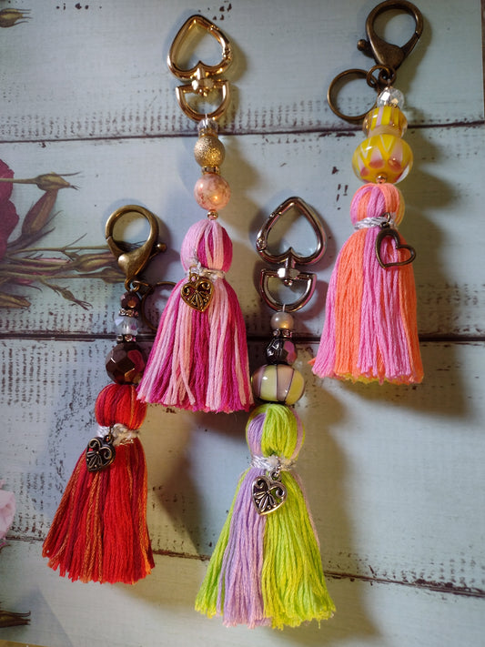 Glass Beaded Tassel Keychains/Clasps