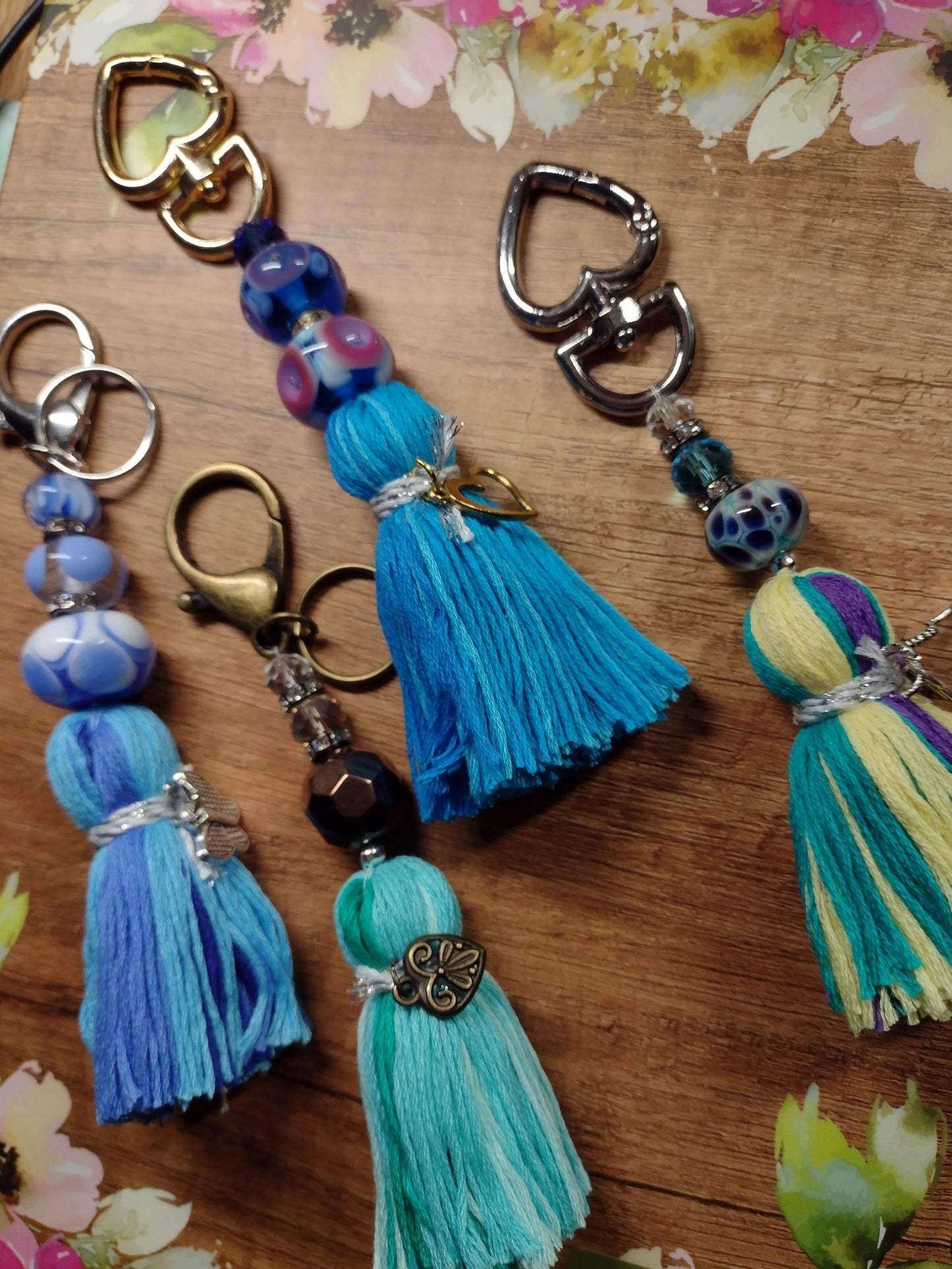 Glass Beaded Tassel Keychains/Clasps