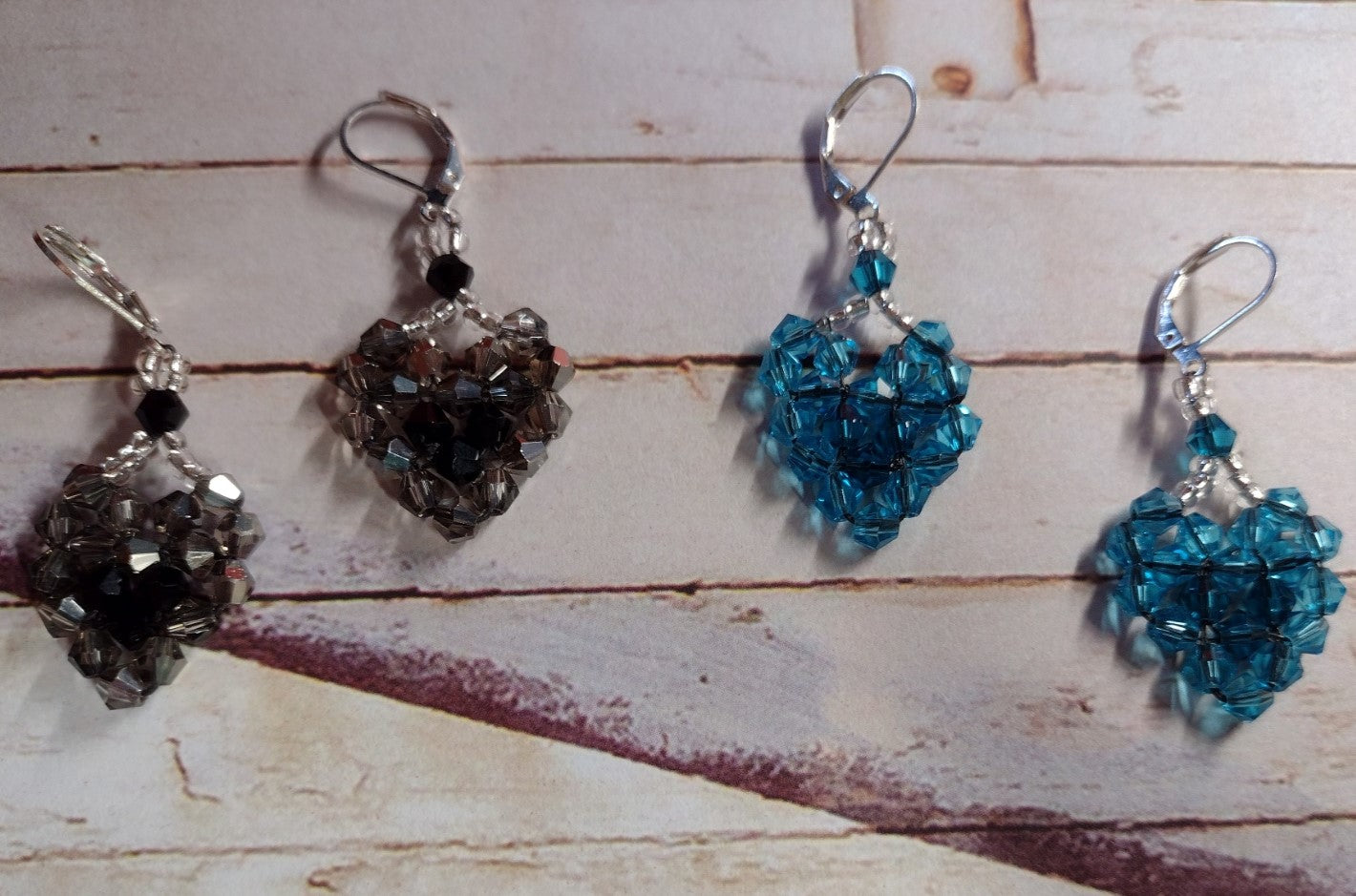 Crystal Bicone Heart Dangle Earrings