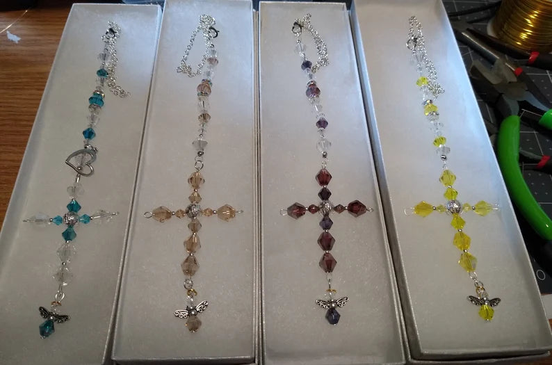 Crystal Cross Rear View Mirror Suncatchers